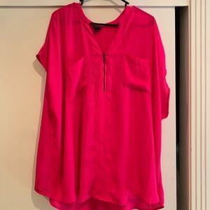 Torrid Georgette Zip-Front Dolman Blouse 3X Pink Glo